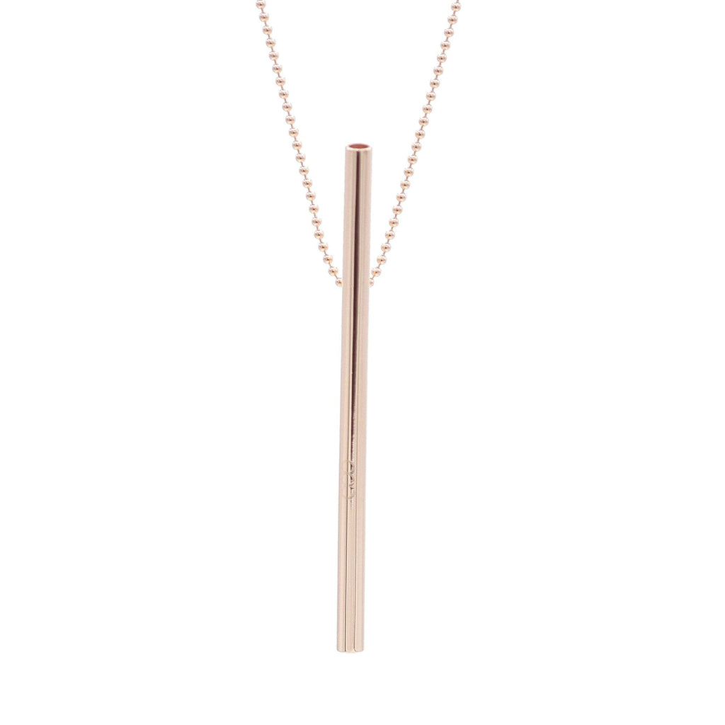 OOVO Straw Necklace in 18k Rose Gold Vermeil
