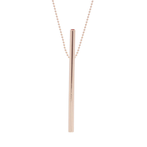 OOVO Straw Necklace in 18k Rose Gold Vermeil