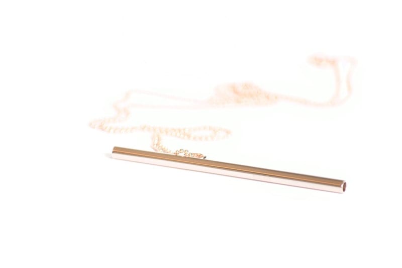 OOVO Straw Necklace in 18k Rose Gold Vermeil
