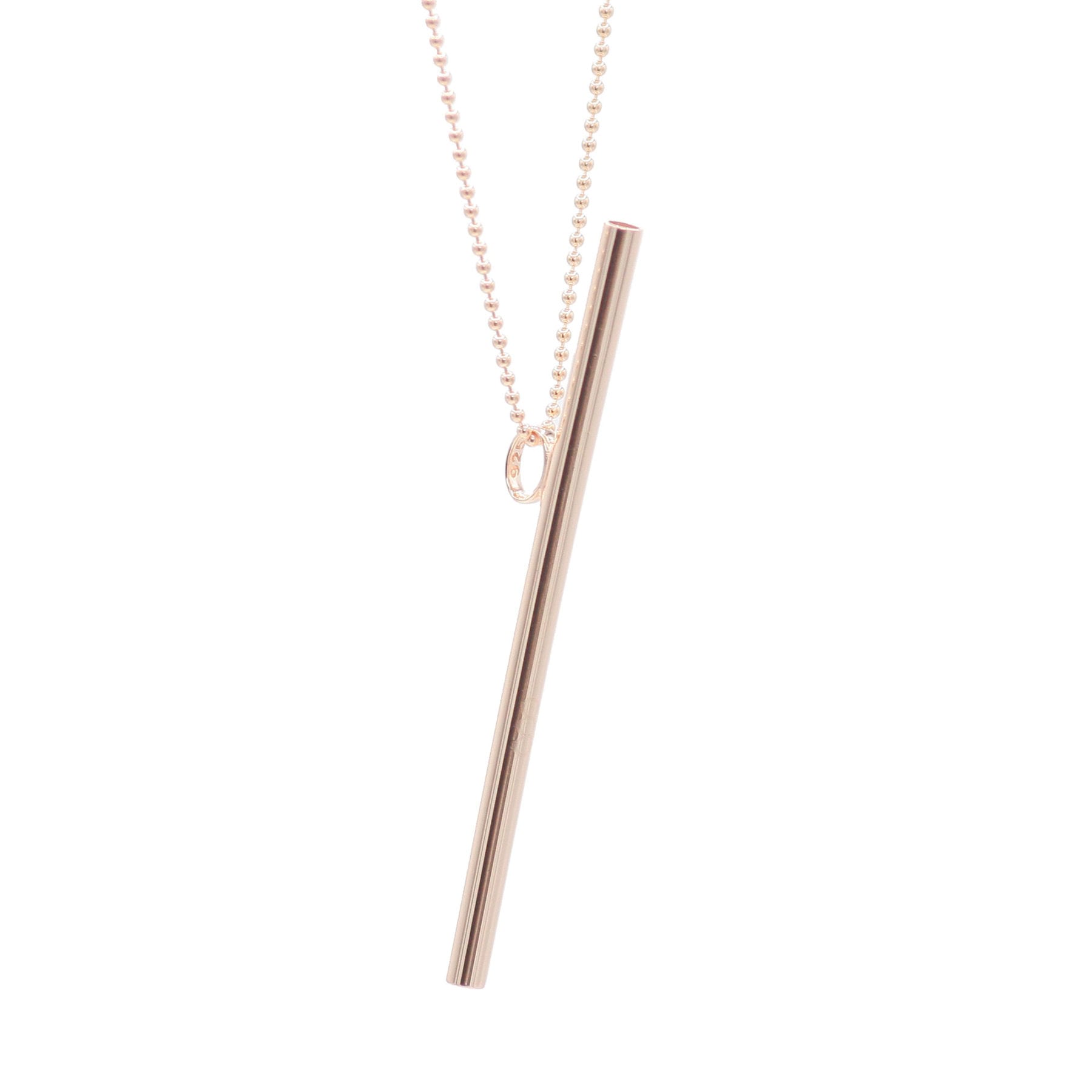 OOVO Straw Necklace in 18k Rose Gold Vermeil
